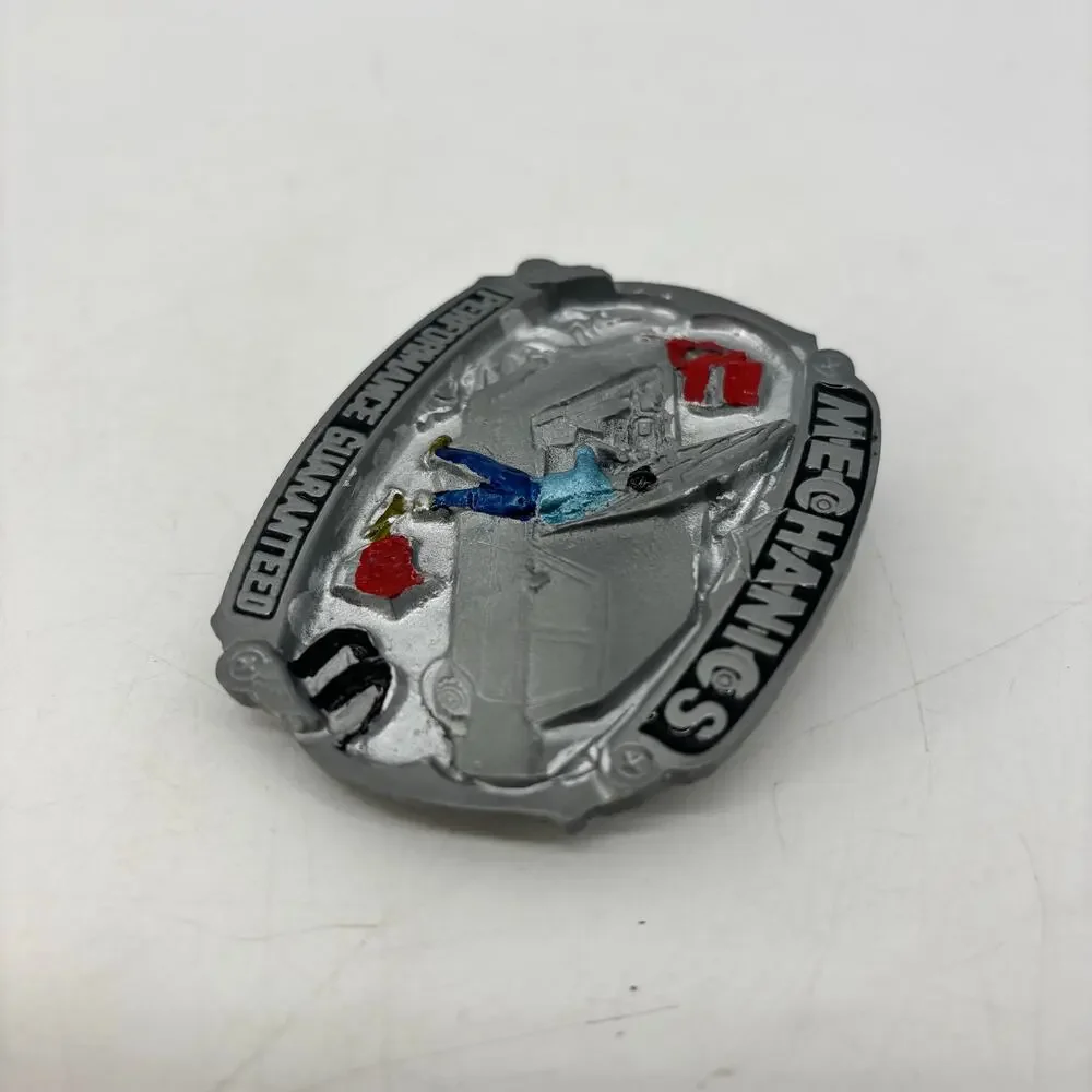 Vintage Belt Buckle Mechanics Performance Guaranteed Pewter Enamel